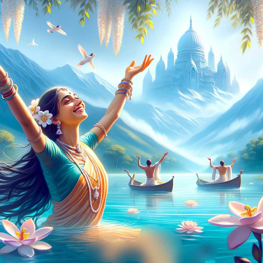 Woman expressing great joy and bliss