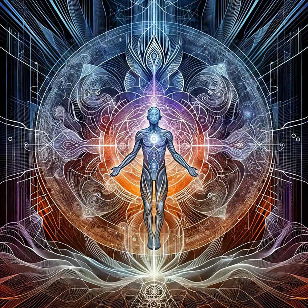 illustration of heart chakra with human
