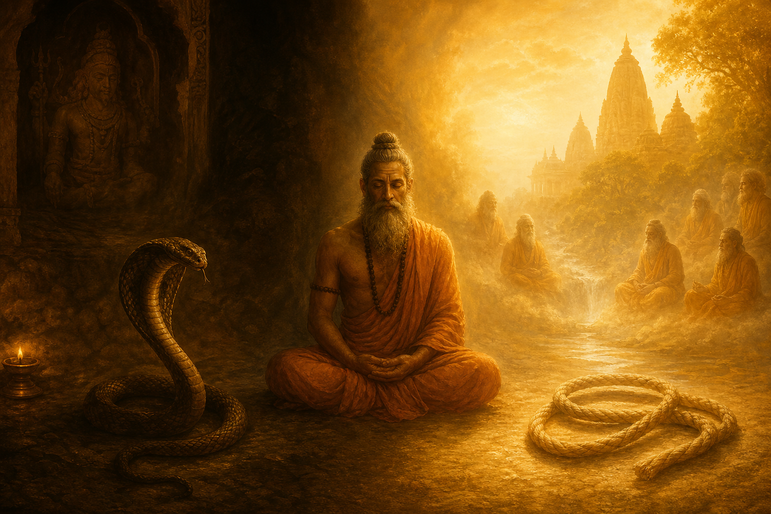 Rope and snake illusion — Viparyaya and Pramana